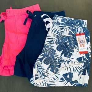 NWT Nautica 3-pc Linen Shorts Set M